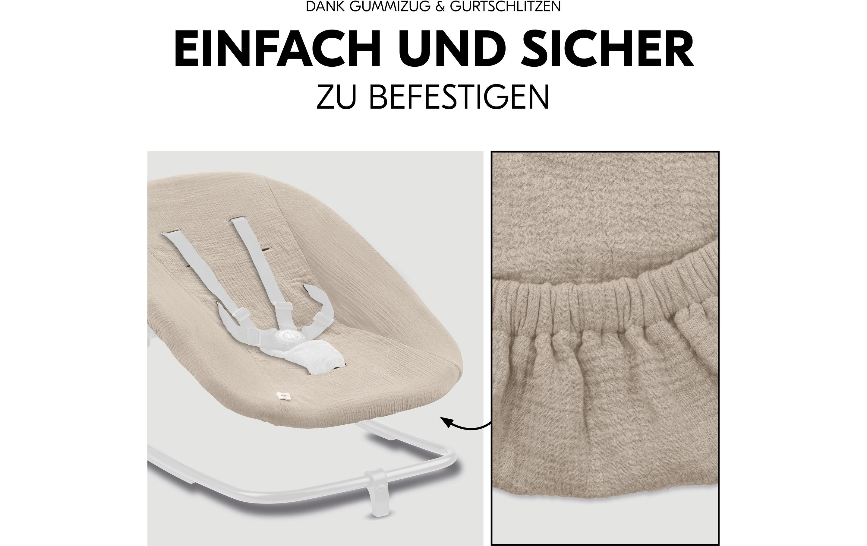 Hochstuhl Bouncer Bezug BeigeAtmungsaktiver Baumwollbezug für Babywippen