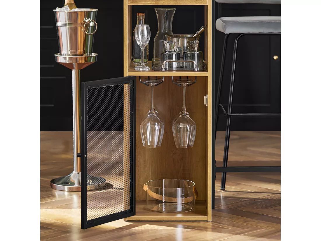 Table de Bar, Table Haute, Table à Manger, Table avec Supports pour Verres et Bouteilles, FWT97-PF