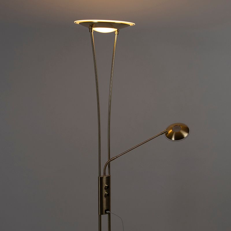 Vloerlamp goud met leesarm incl. LED en USB-poort - Sevilla