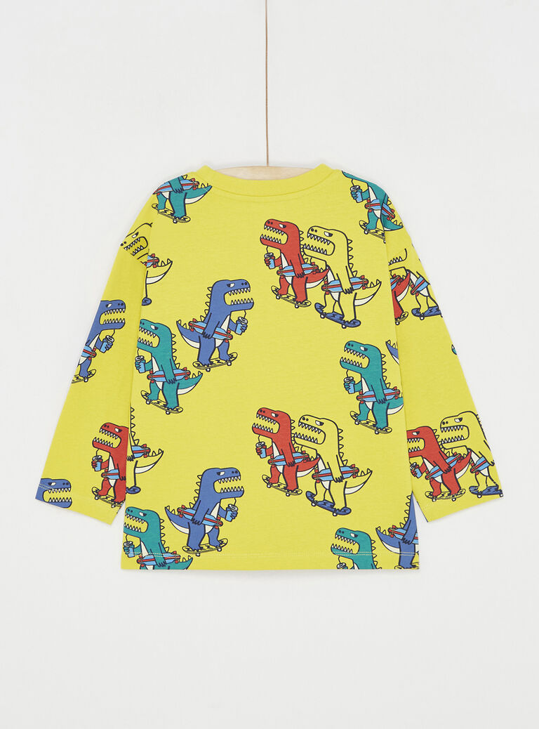 T-shirt jaune à imprimé dinosaures pour garçon