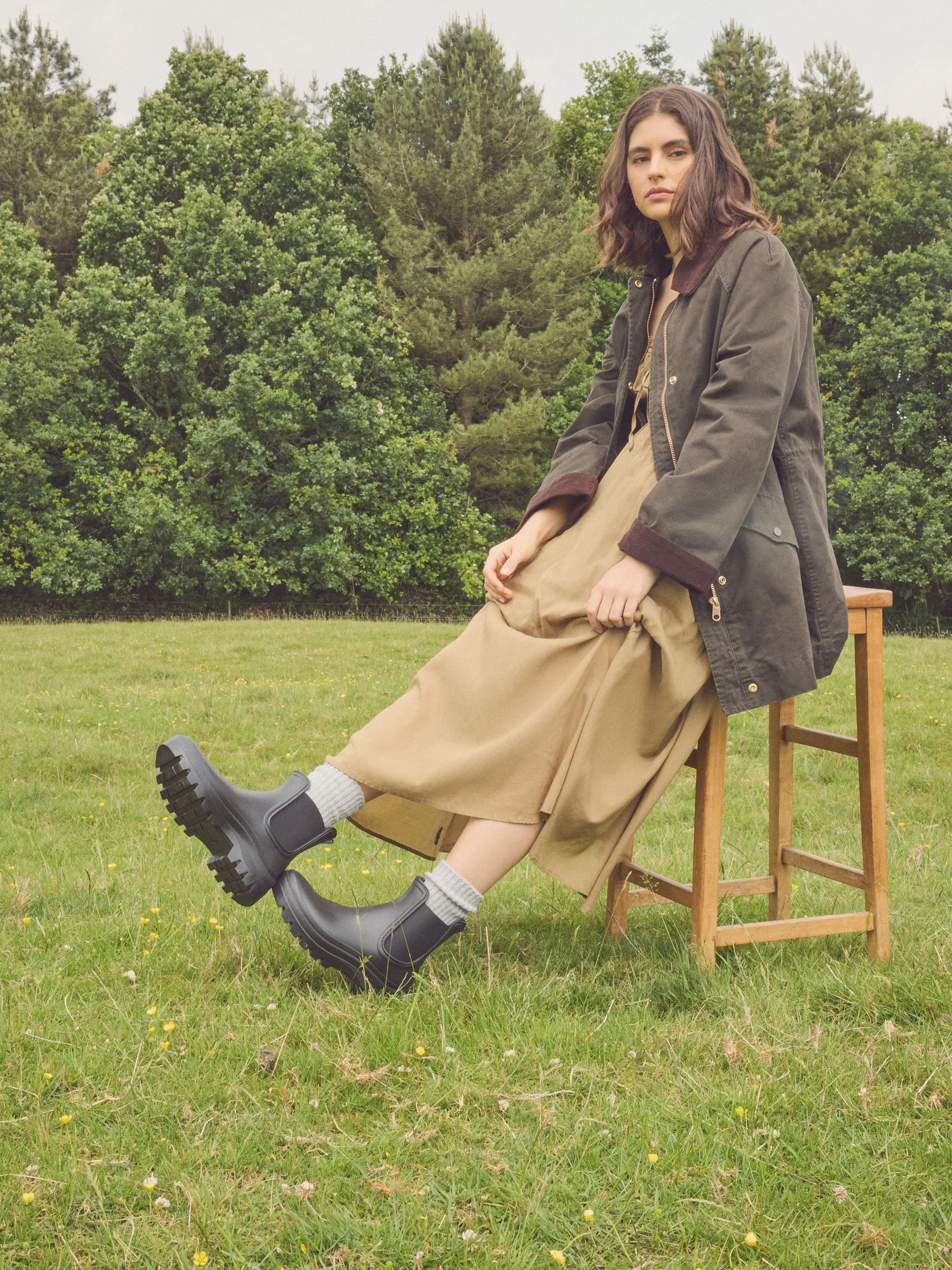 Zwart - Faux Fur Lined Chelsea Ankle Wellies