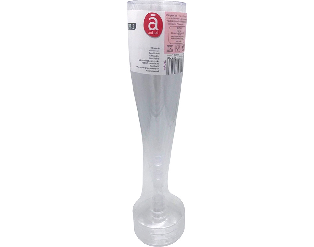 FLUTE REUTILIZÁVEL ACTUEL PLÁSTICO TRANSPARENTE 14CL PACK 4 UNIDADES