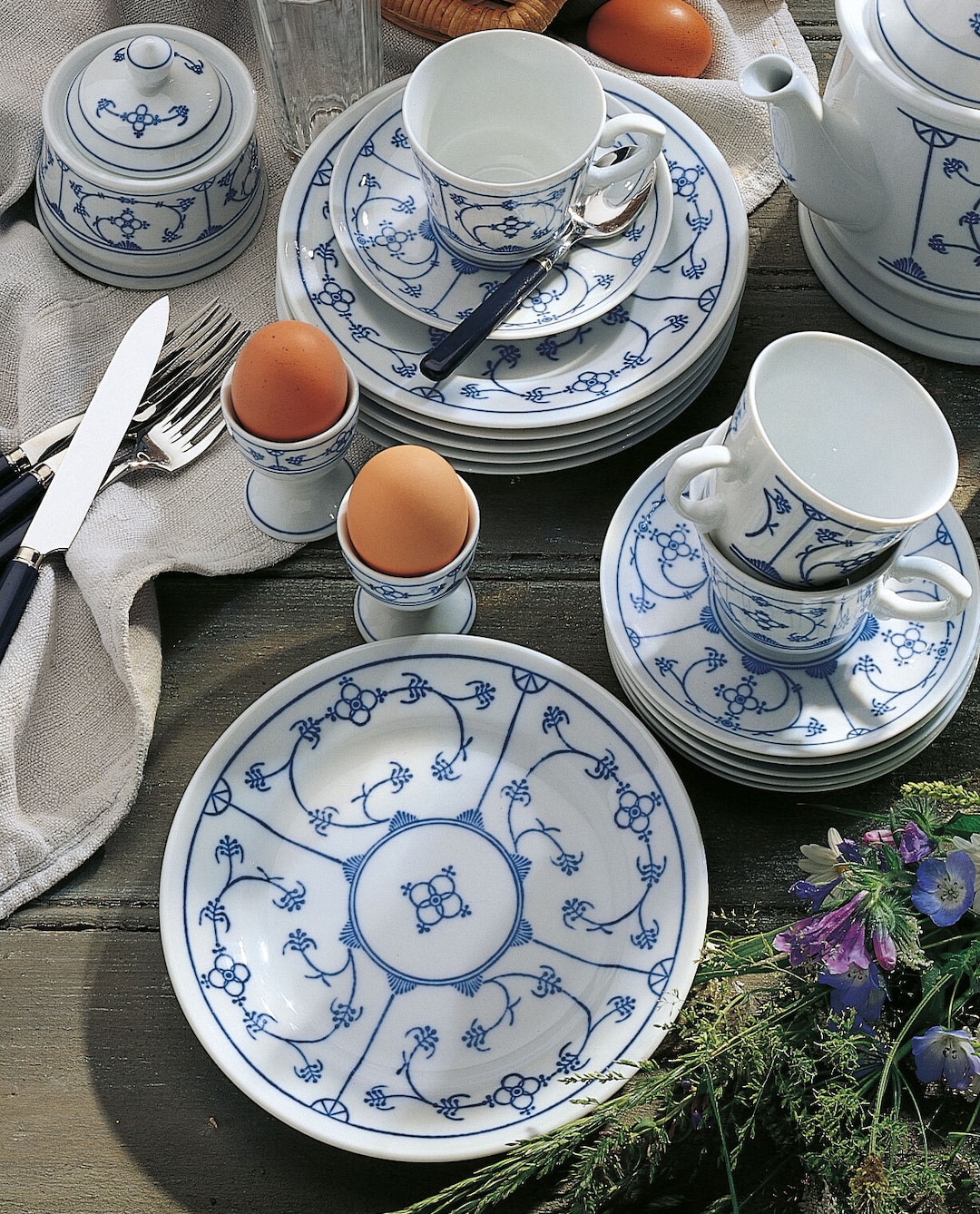 KAHLA Frühstücksteller TRADITION Blau Saks 6er Set weiß/blau