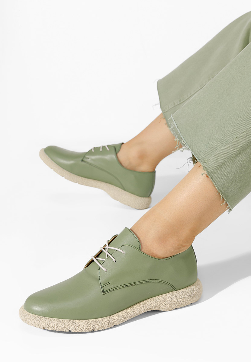 Chaussures derby en cuir vert Karysa