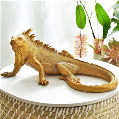 Statuette iguane doré