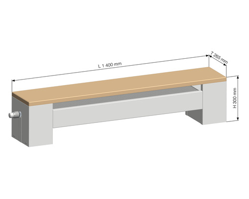 Bankconvectorradiator KORALINE Optimal LDO H 300 x B 1400 x D 265 mm wit met eikenhouten paneel