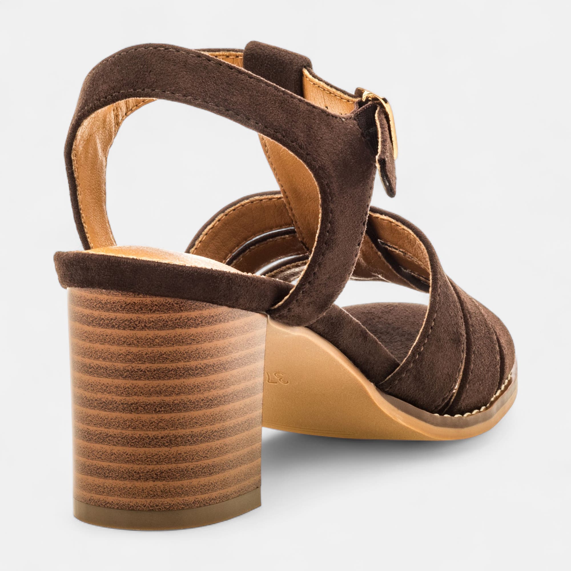 Nu-pieds à talon compensé Femme marron