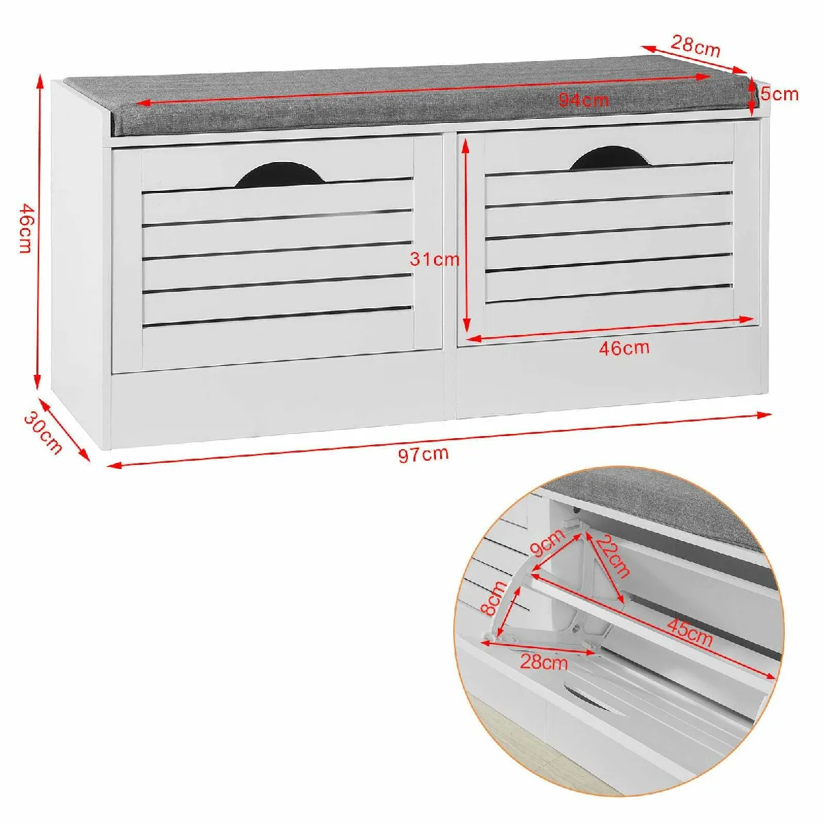 SoBuy FSR62-W Banc de Rangement à Chaussures