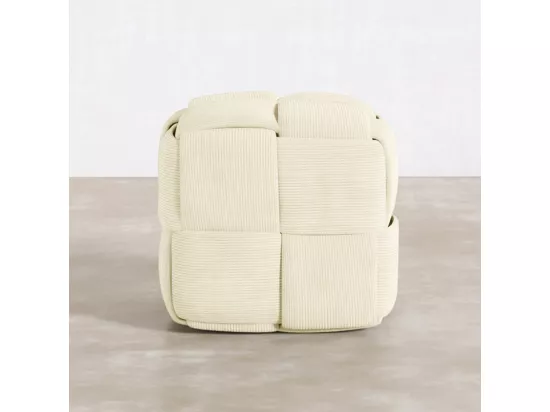 Pouf Carré Tapissé en Velours Côtelé - Design Moderne - Cube Moutarde