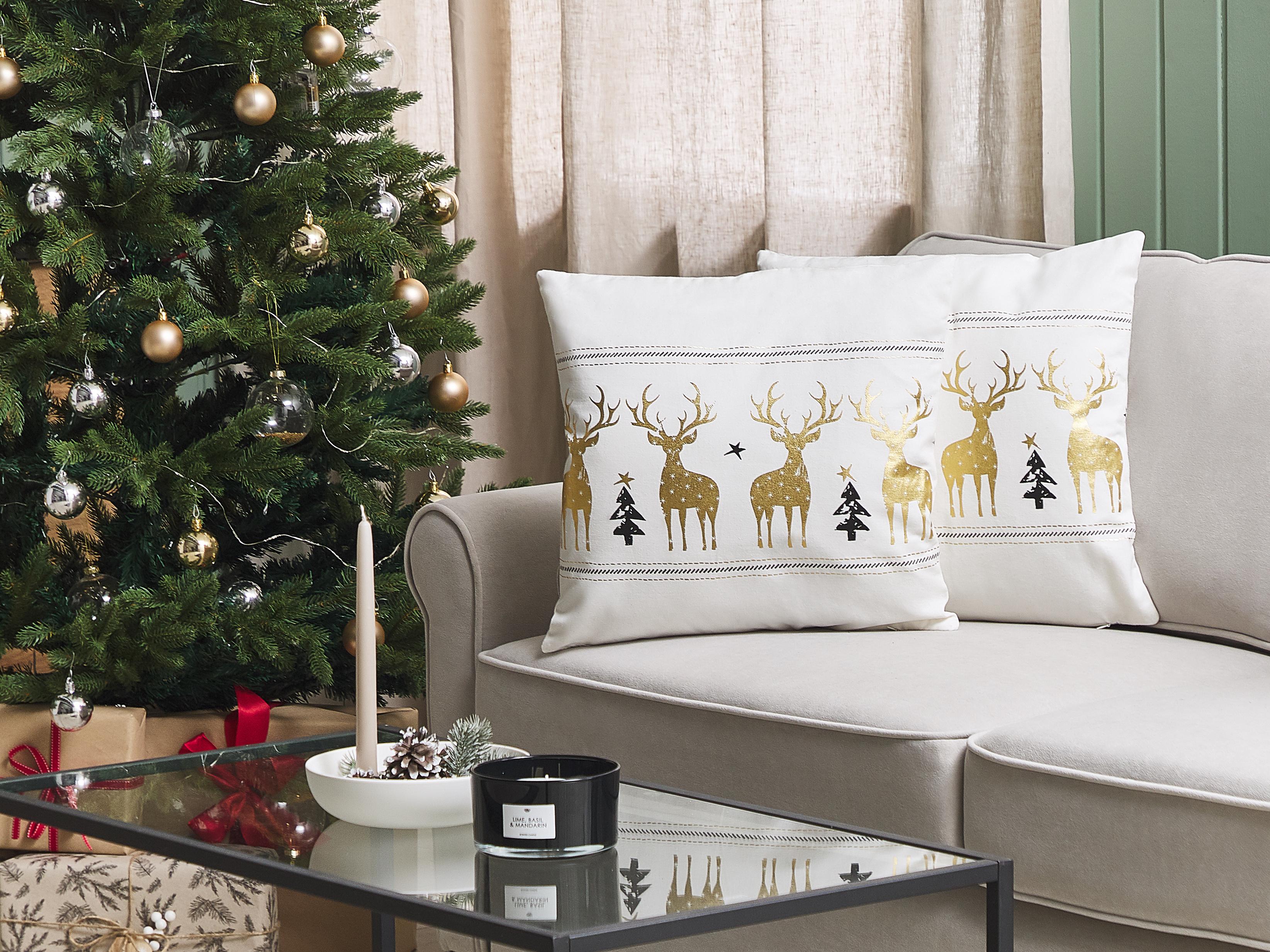 Set van 2 sierkussens DONNER Katoen 45 x 45 cm Wit kerstmotief