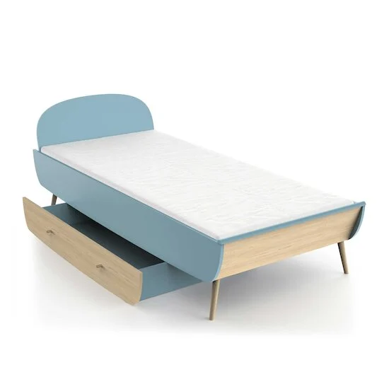 Firmiana Lit junior   Bleu Orage / Bois Naturel        90 x 200 cm   de               CBA Meubles