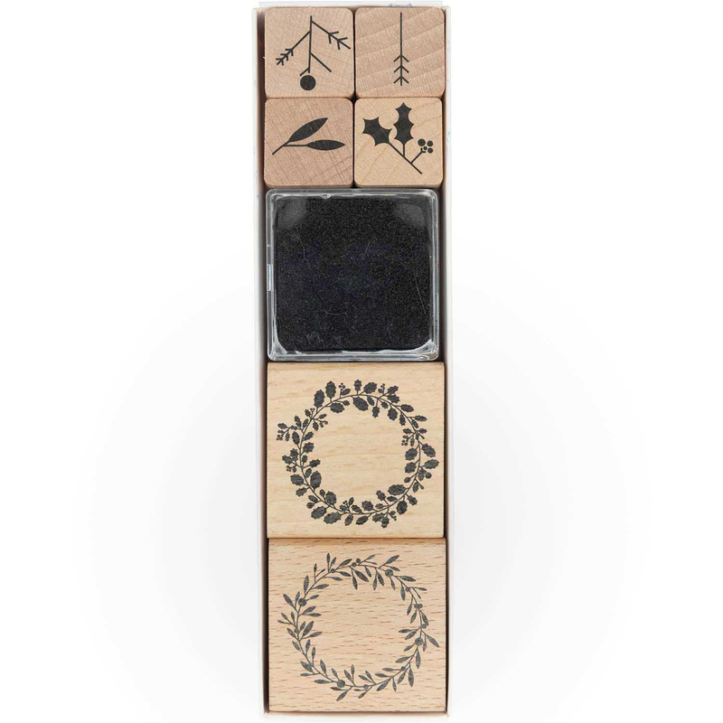 Rico Design XMAS Stempel-Set, Mistelzweig, schwarz