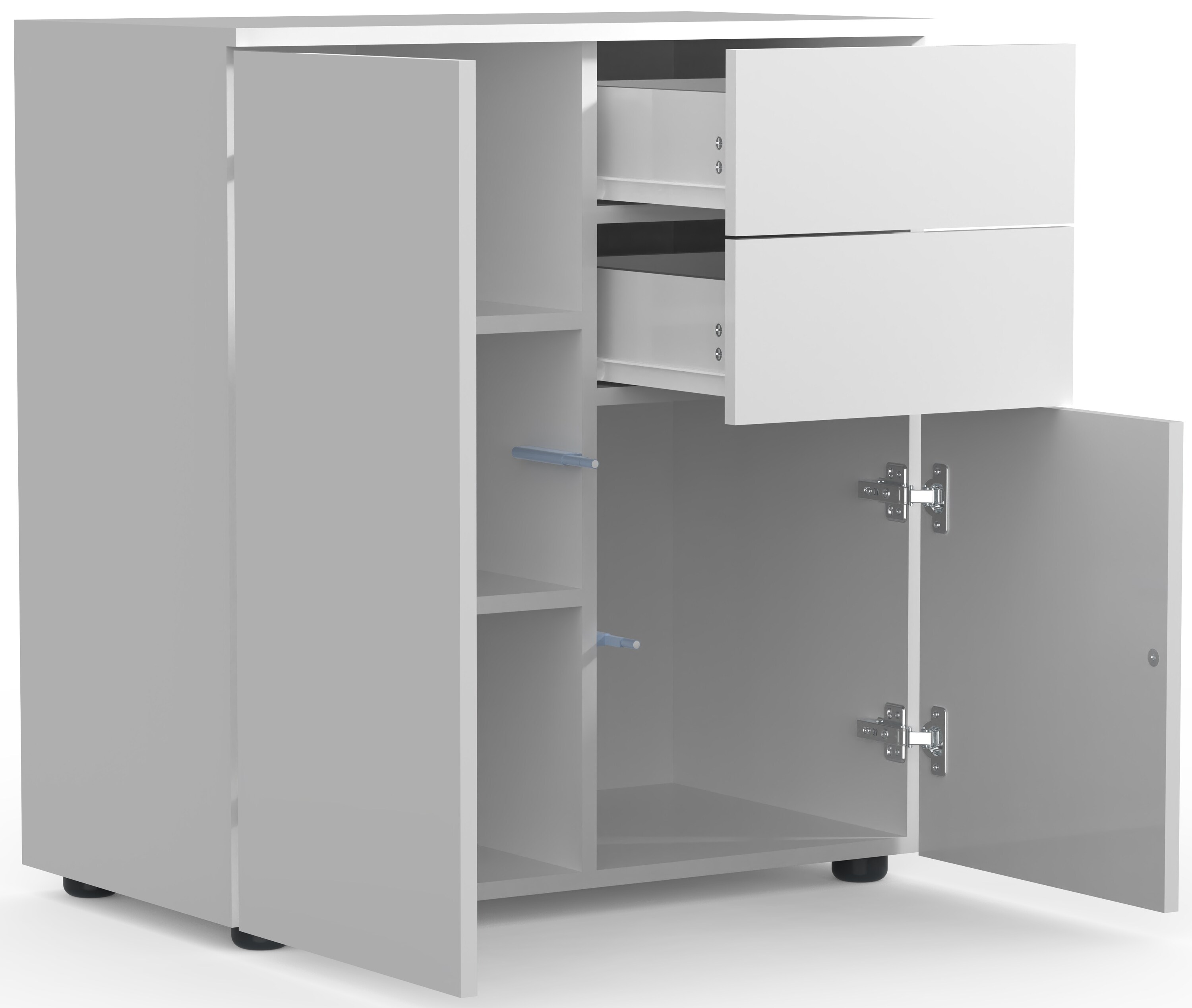 VCM Holz Kommode Sideboard Highboard Anrichte Schrank Dalosa 4 Schublade Drehtüren