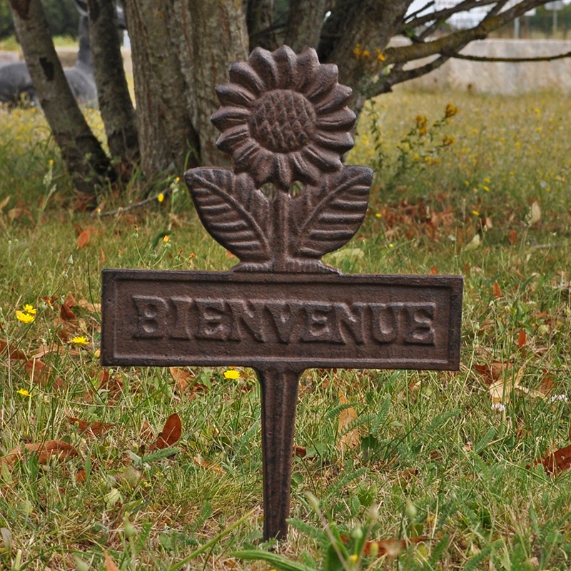 Pique jardin fonte bienvenue 30x19cm
