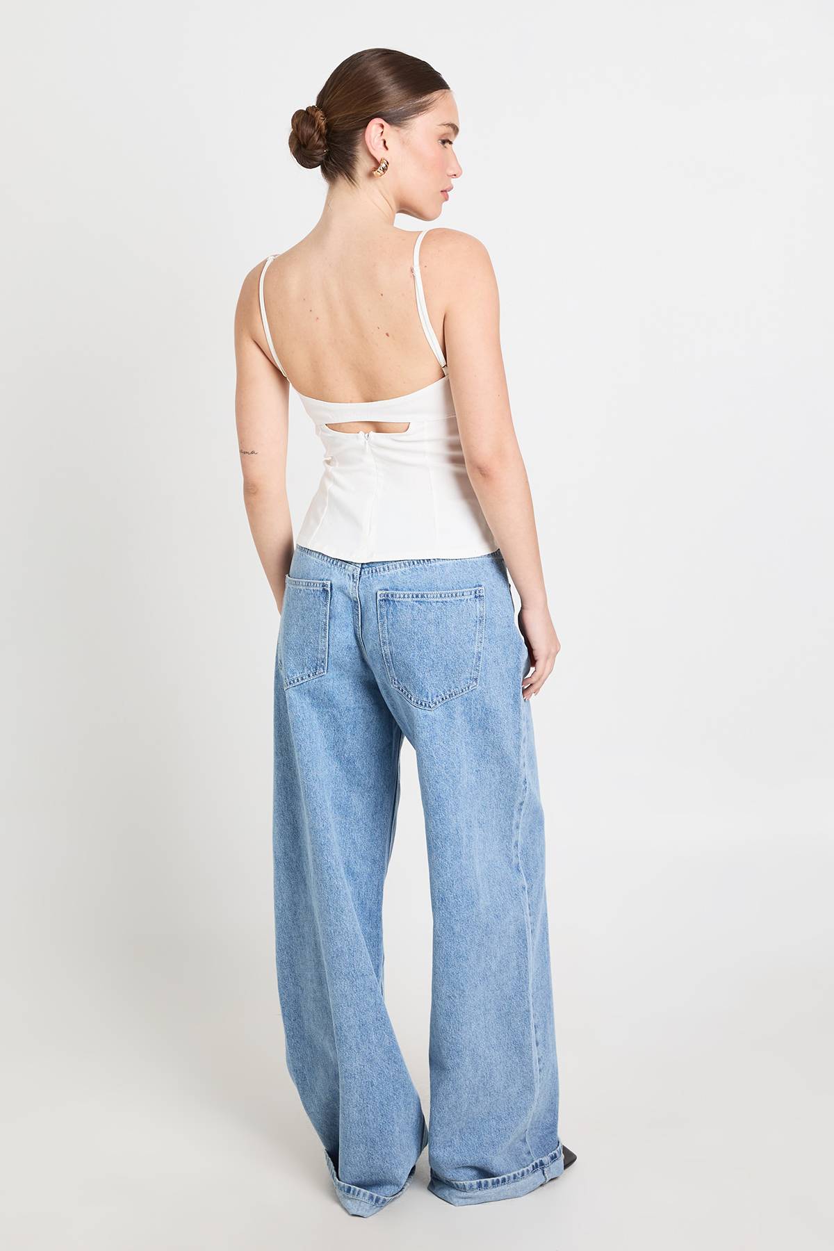 boohoo Haut Corset À Bretelles En Bengaline Avec Découpes