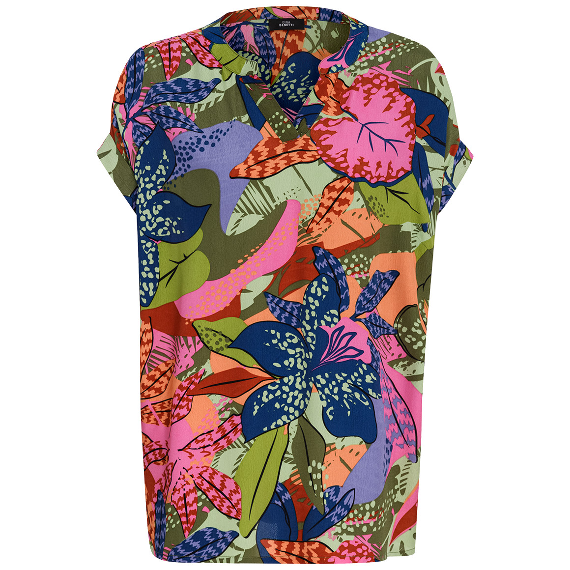 Gina Benotti Damen Bluse mit Allover-Print hellgrün / bunt