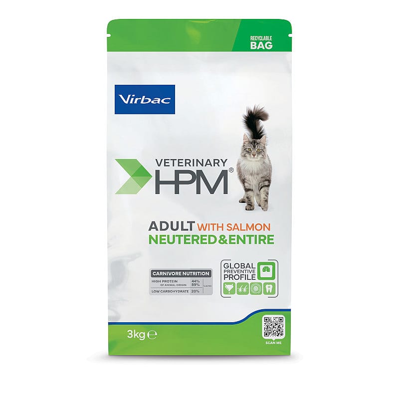 HPM Veterinary Adult Neutered Entire Cat Salmon 3 kg