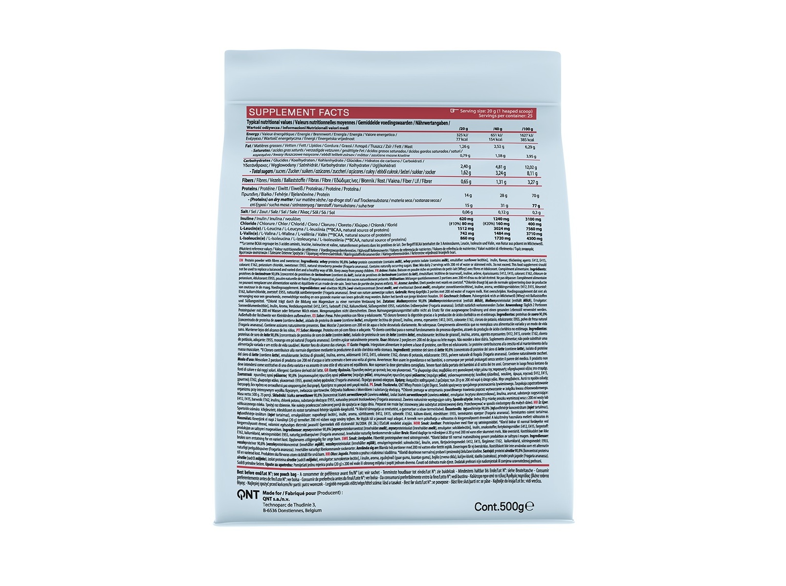 PROTEINA WHEY QNT MORANGO LIGHT DIGEST 500GR