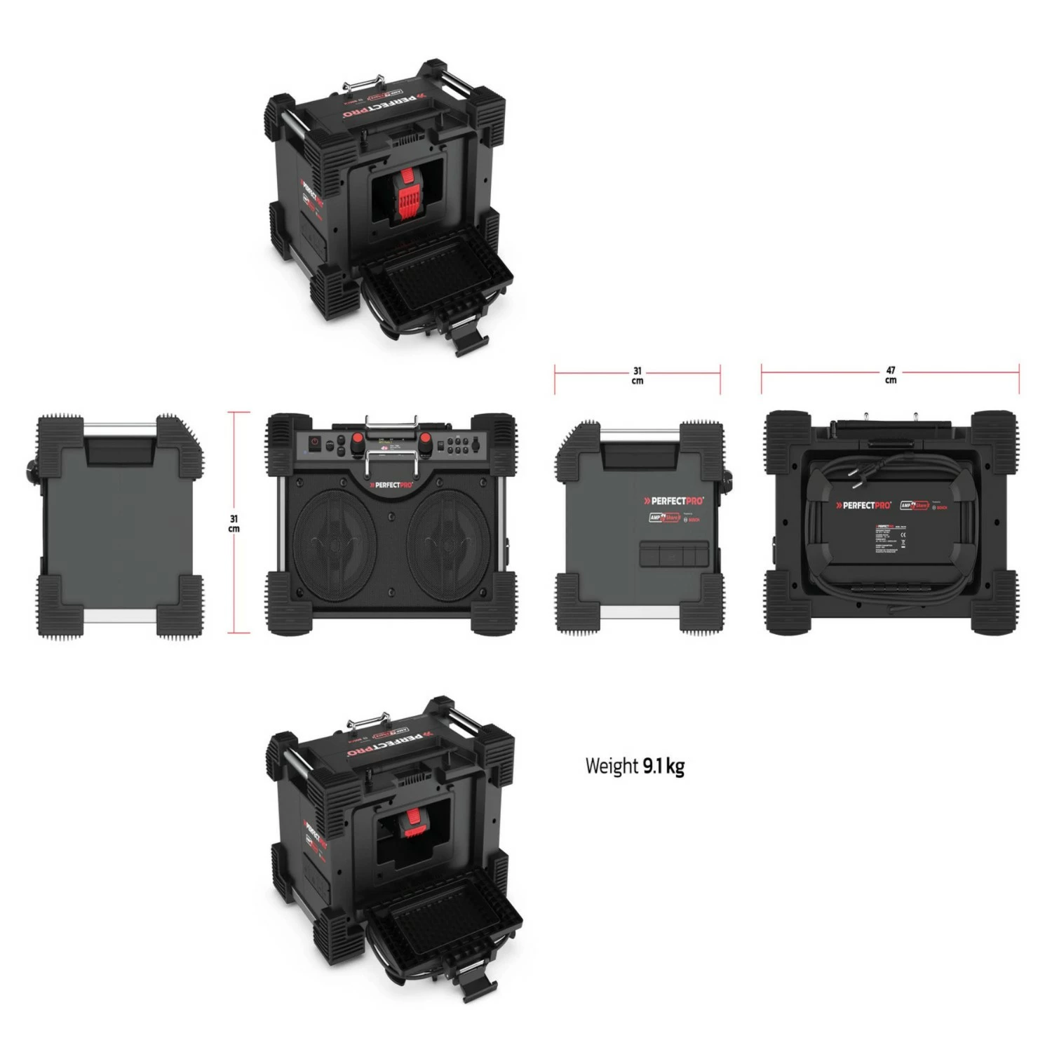PerfectPro ROCKHART RH4 18V multi battery Bouwradio - FM RDS - DAB  - Bluetooth - AUX In