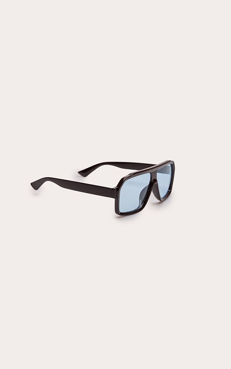 Marron Lunettes Aviateur Oversize À Monture Bleue Et Verres Teintés