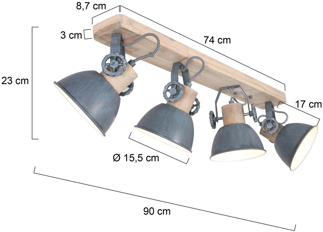 Plafondlamp 2729GR Gearwood Mexlite B90 x D8.7 cm