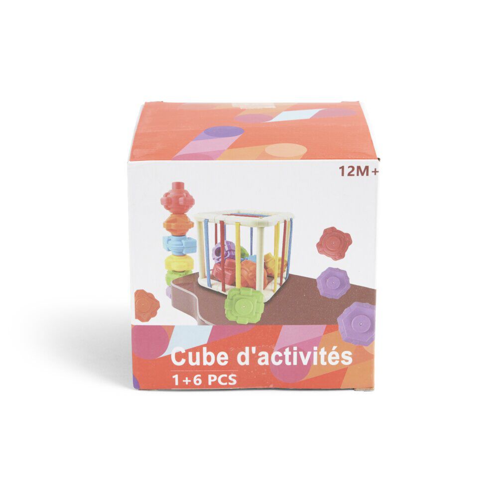 Jeu de motricité fine cube et formes 6 pièces 11x11x11cm
