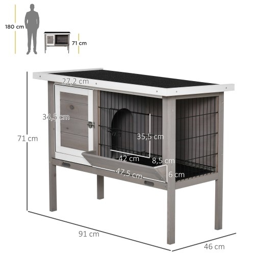 Gaiola de madeira para coelhos PawHut, para uso externo, com plataforma elevada.