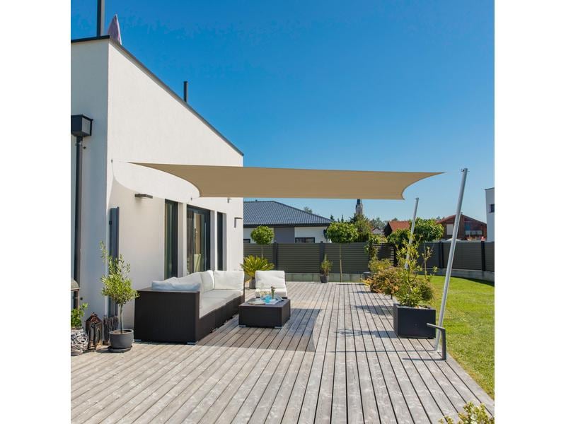 Windhager Sonnensegel Cannes, 4 x 5 m, Eckig, Taupe Schattentuch für Terrasse oder Balkon