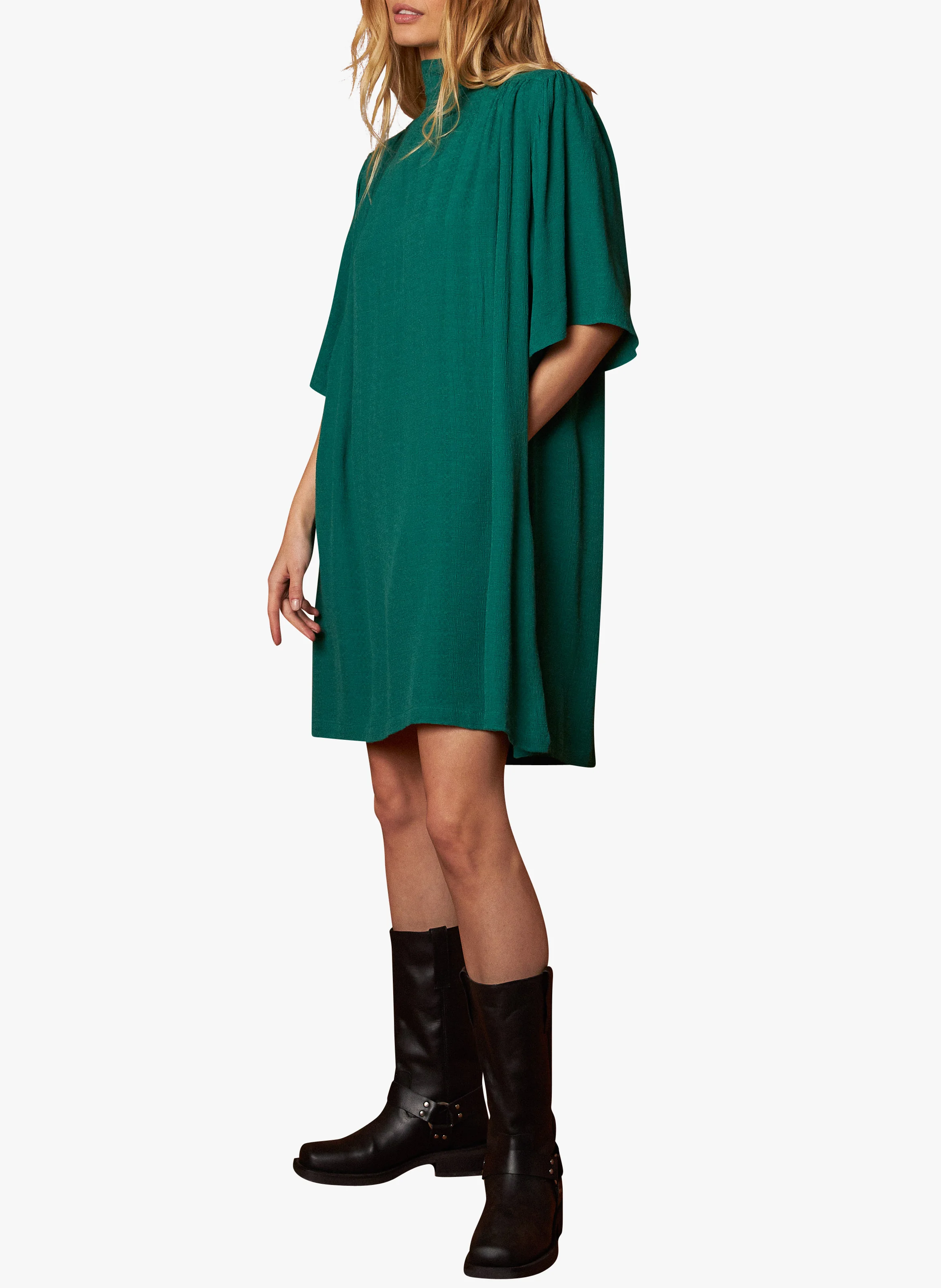 Robe courte col montant | Vert