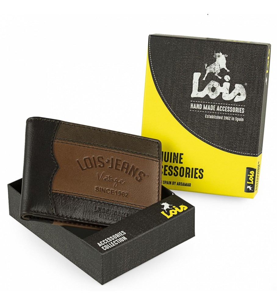 Carteira Lois em couro com proteção RFID, modelo LOIS 203207, cor marrom.
