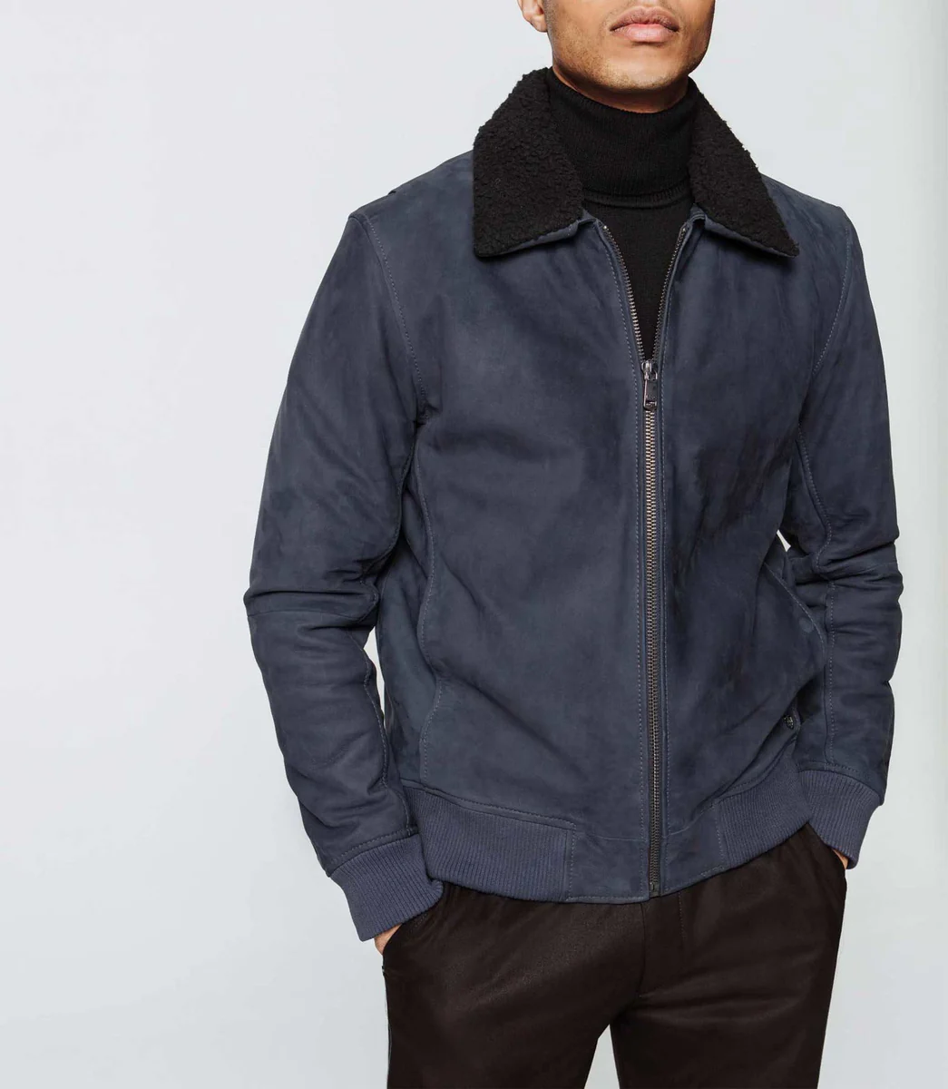 Blouson en daim marine 