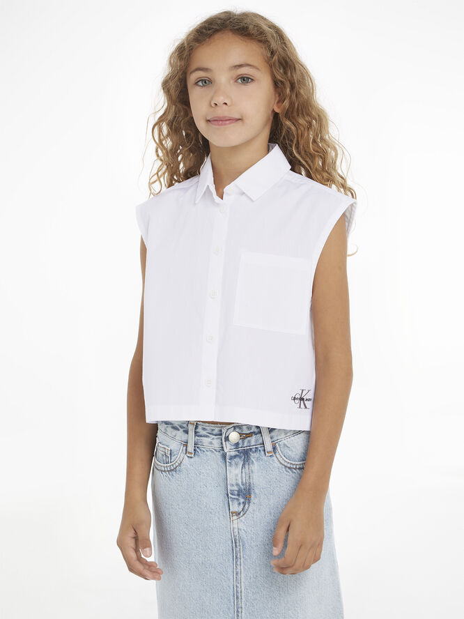 Calvin Klein MONOGRAM OFF PLCD SLVS WOVEN TOP Yaf