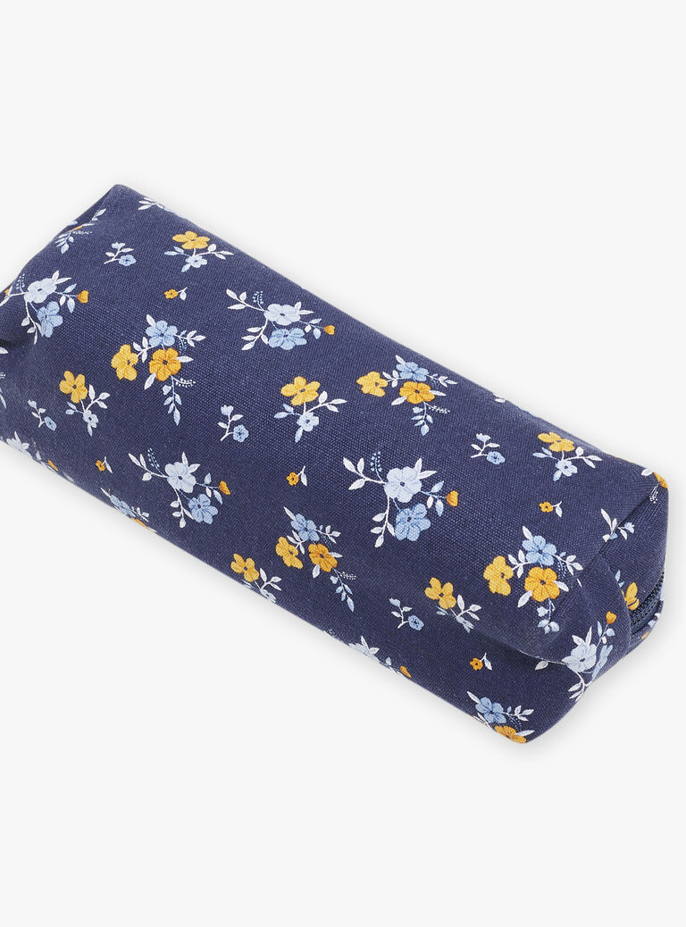 Trousse scolaire bleu marine à imprimé fleuri