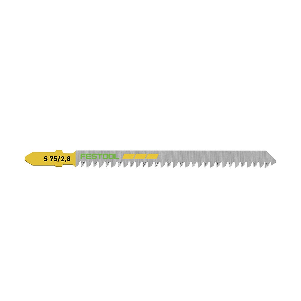FESTOOL 75mm x 2.8mm T-Shank Jigsaw Blade for Wood Cutting - STRAIGHT - 20 Piece 204261