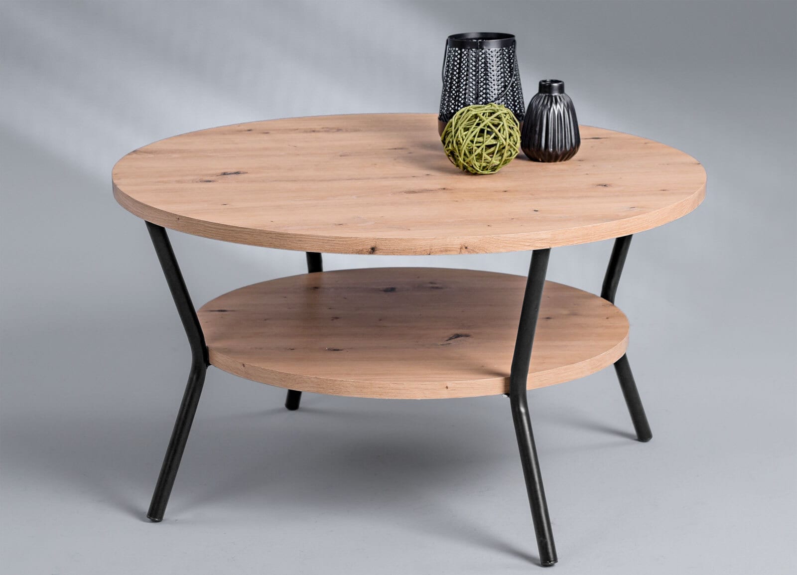Couchtisch Aurora Durchmesser 80cm Metall Eiche Artisan