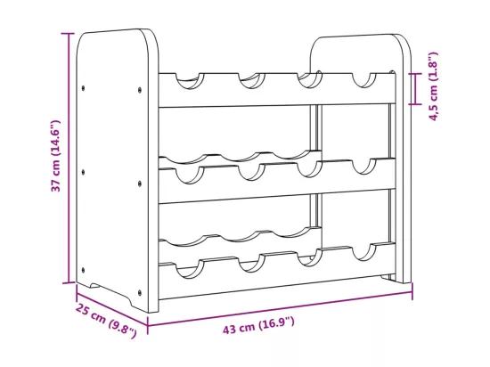 Prolenta Premium - Casier à vin 43x25x37 cm bois de pin massif