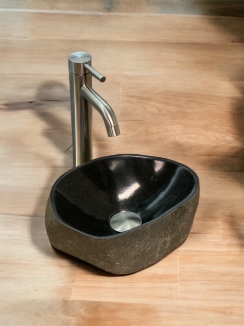 B-Stone RB natuursteen waskom grijs 25-30cm