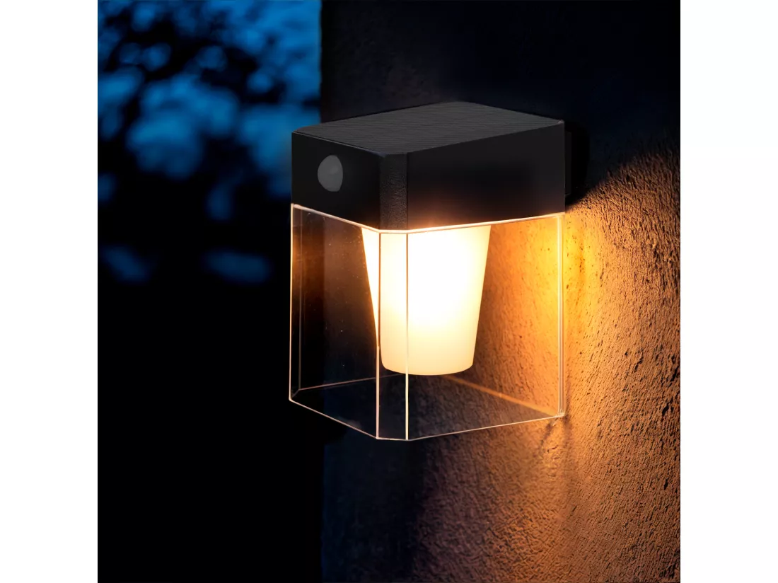 Applique Murale Extérieure Solaire LED 1,5W Aluminium avec Détecteur de Mouvement Efren Square Noir