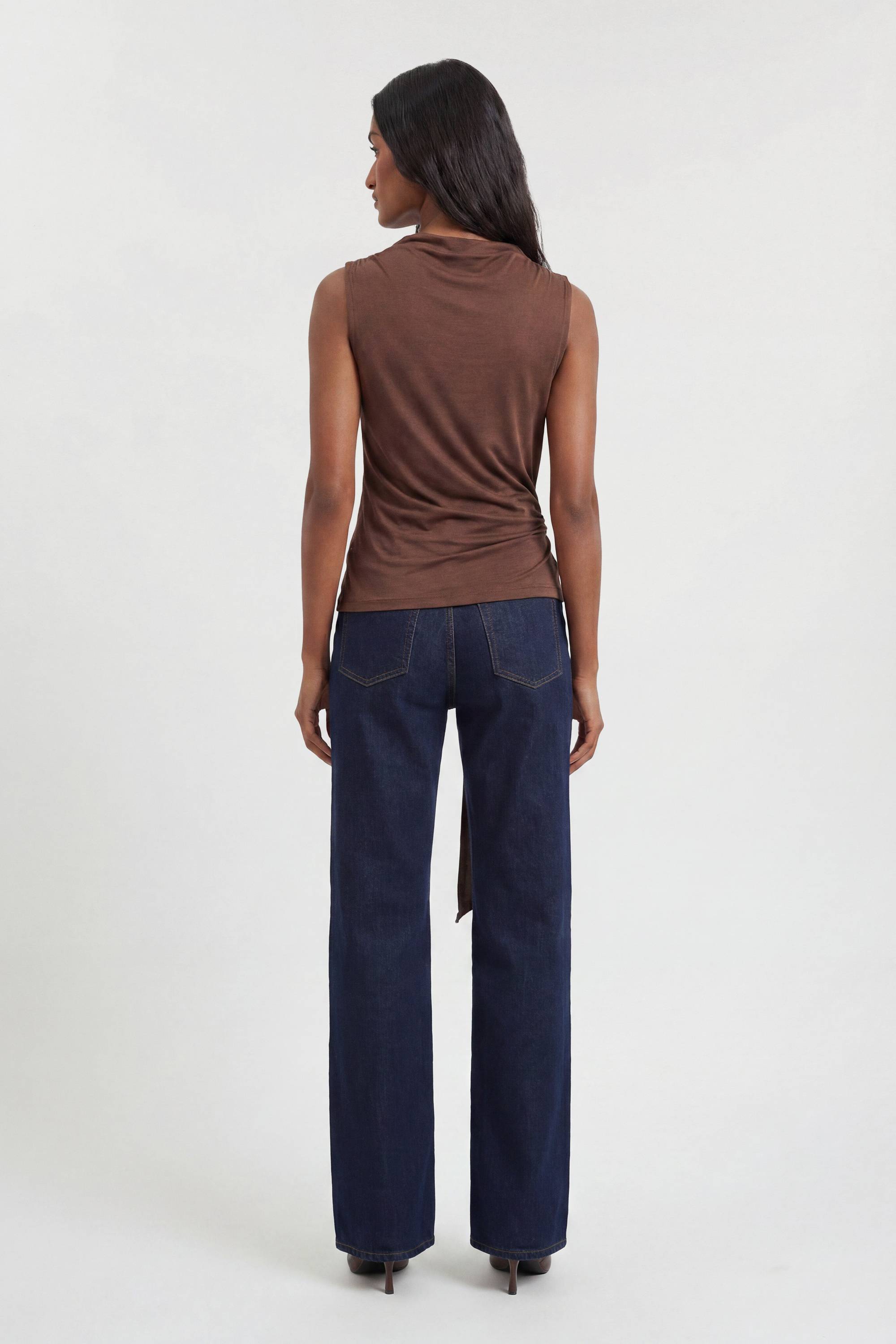 KarenMillen Haut Asymétrique Drapé En Crêpe De Viscose Avec Détail De Lien À Nouer