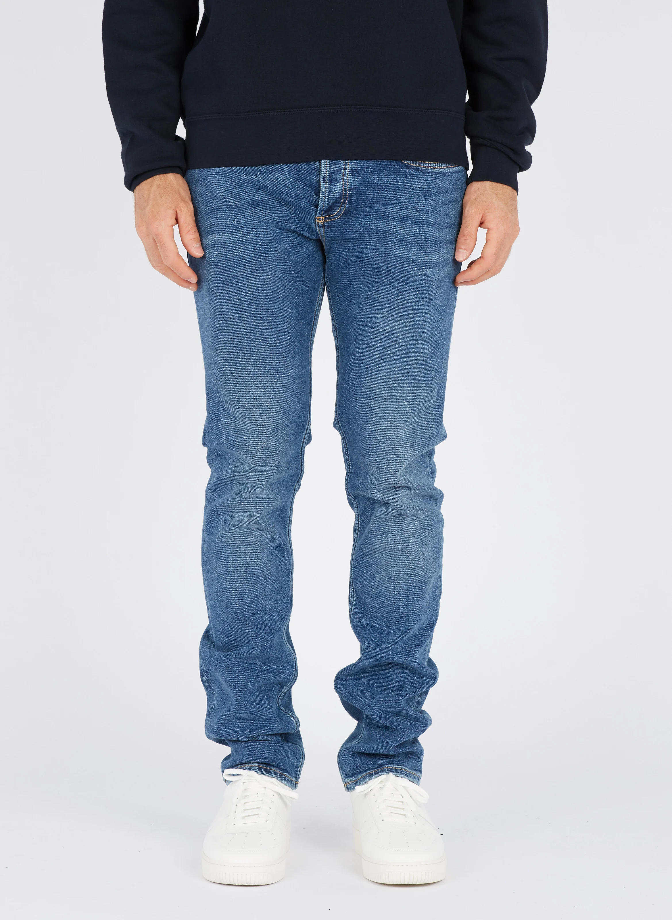 Jean slim taille normale en coton stretch | Bleu