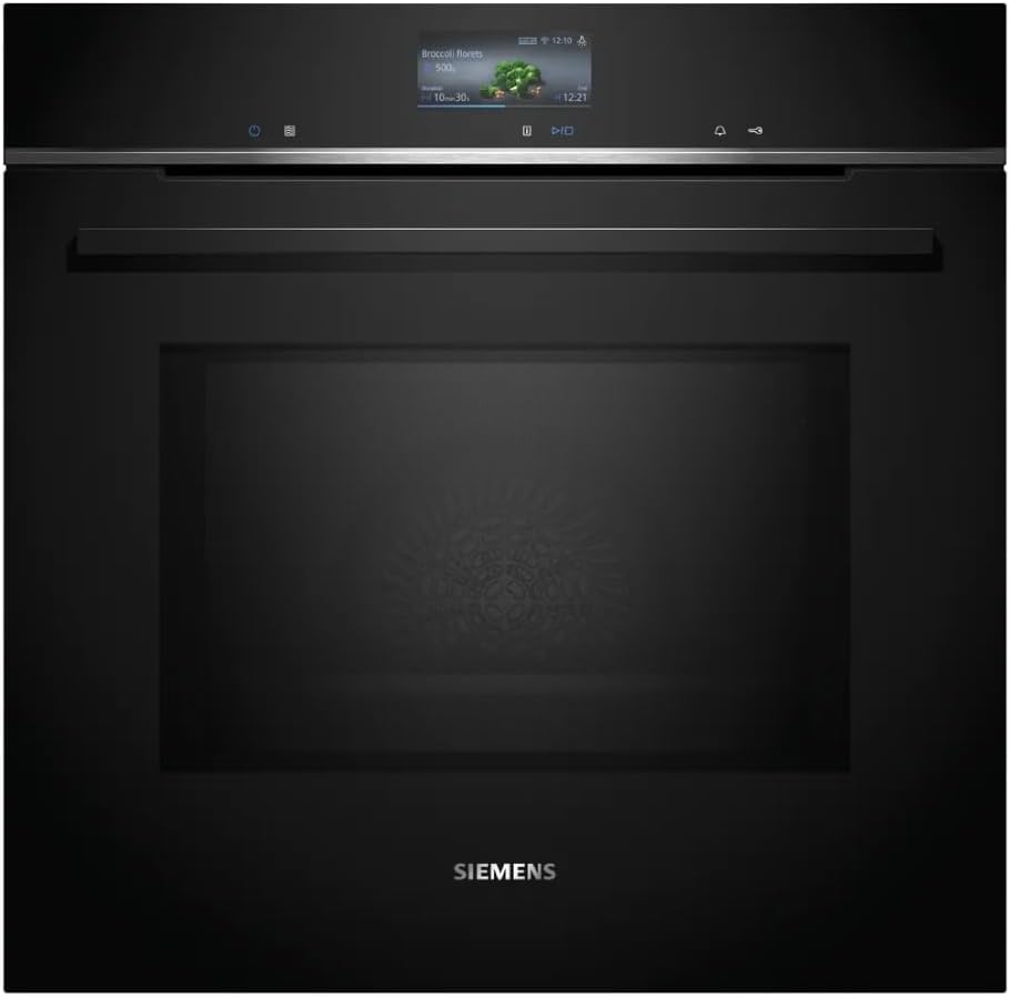 Siemens HM736GAB1, iQ700 Smarter Einbau-Backofen mit Mikrowellenfunktion, 60 x 60 cm, Made in Germany, 800 W, Schwarz, ecoClean & humidClean Selbstreinigung, Air Fry, cookControl, Farb-Touchscreen