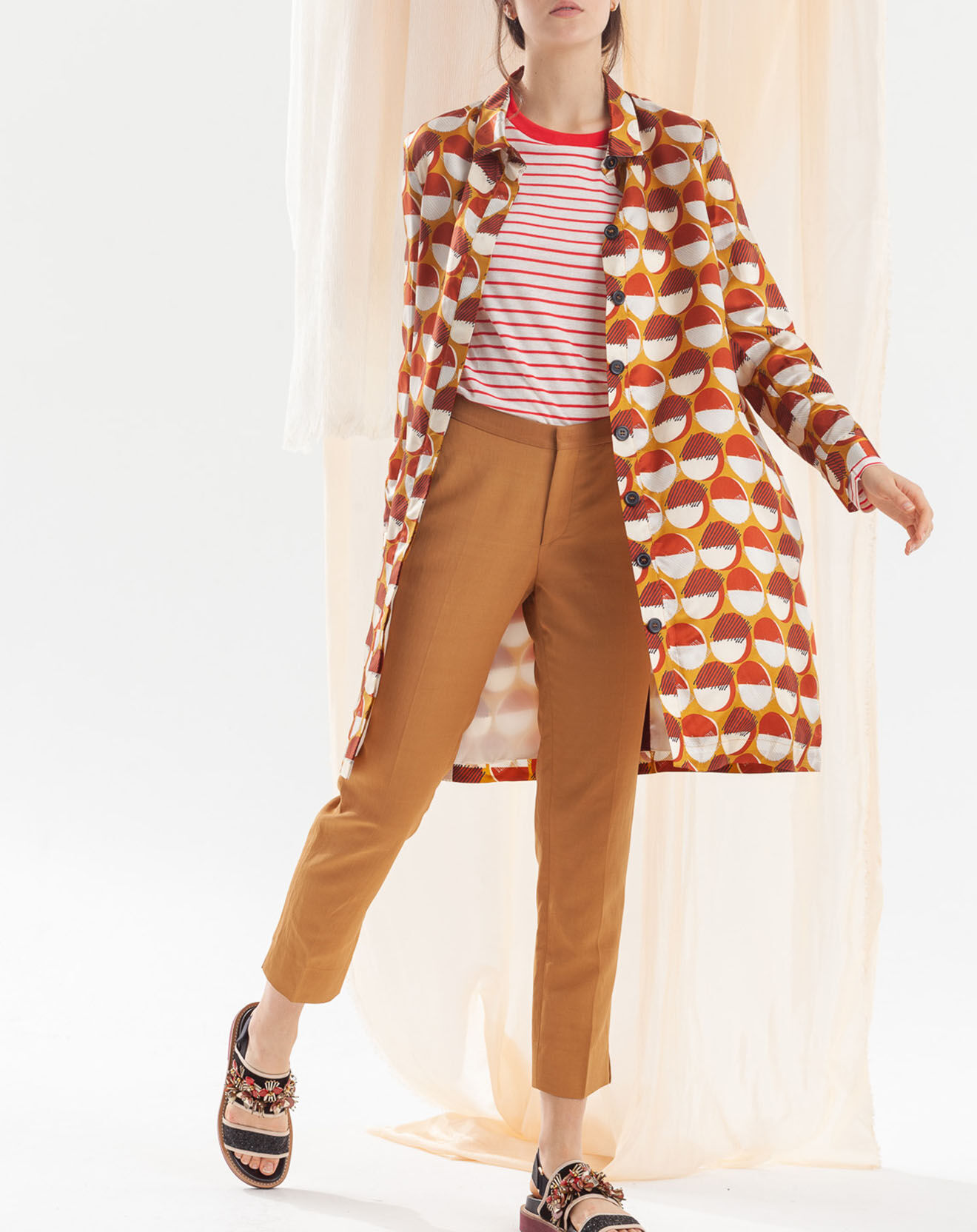 Chloé Stora T-Shirt en Lin mélangé Théodore écru/rouge