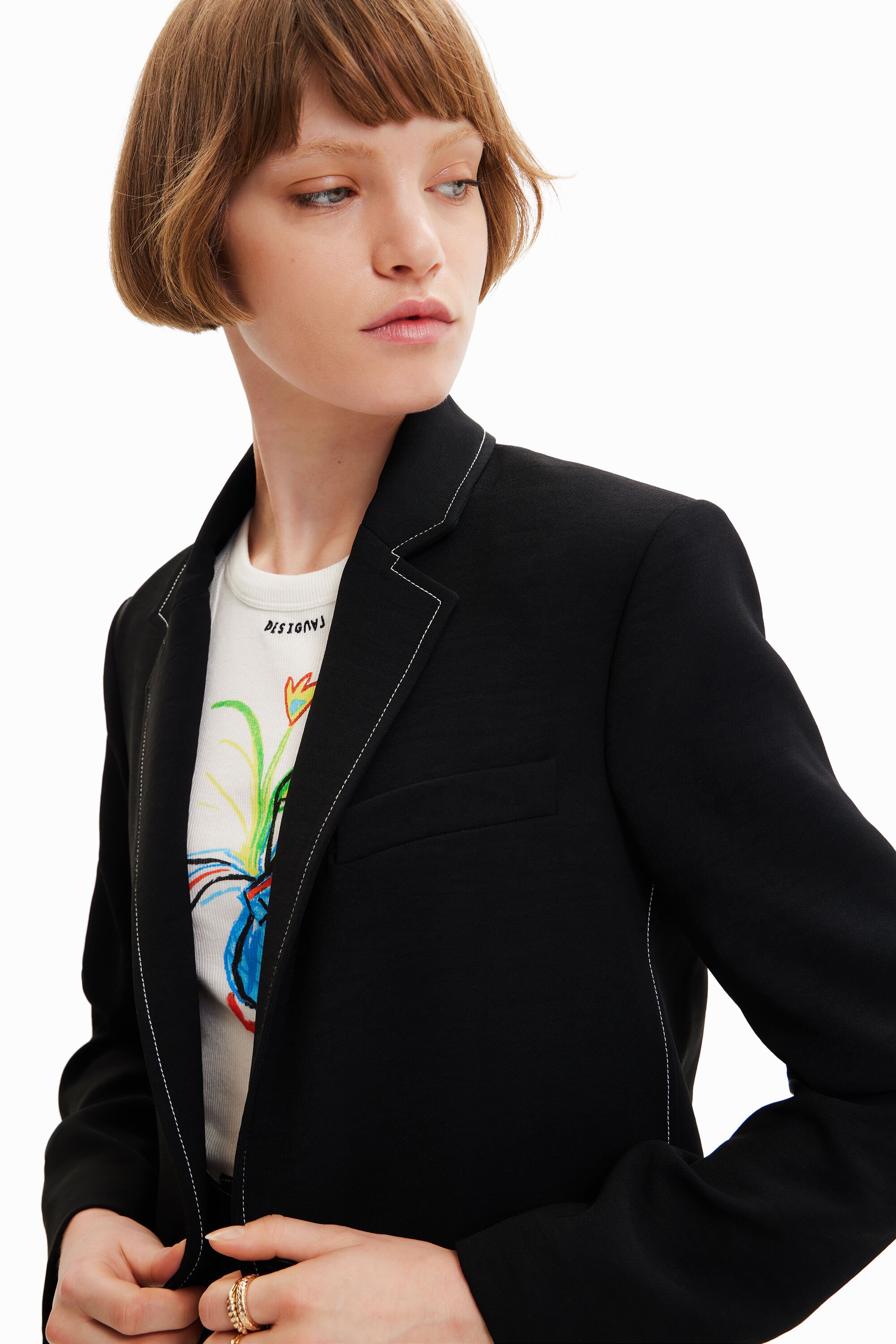 Long blazer surpiqûres