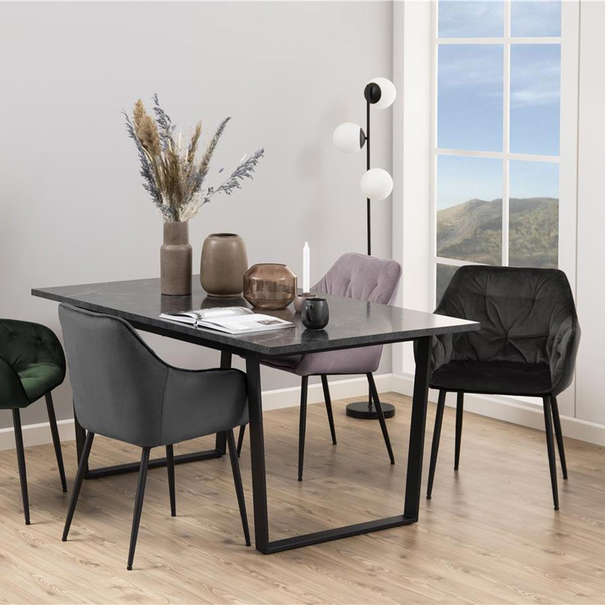 Eetkamerstoel Arian velvet Antraciet