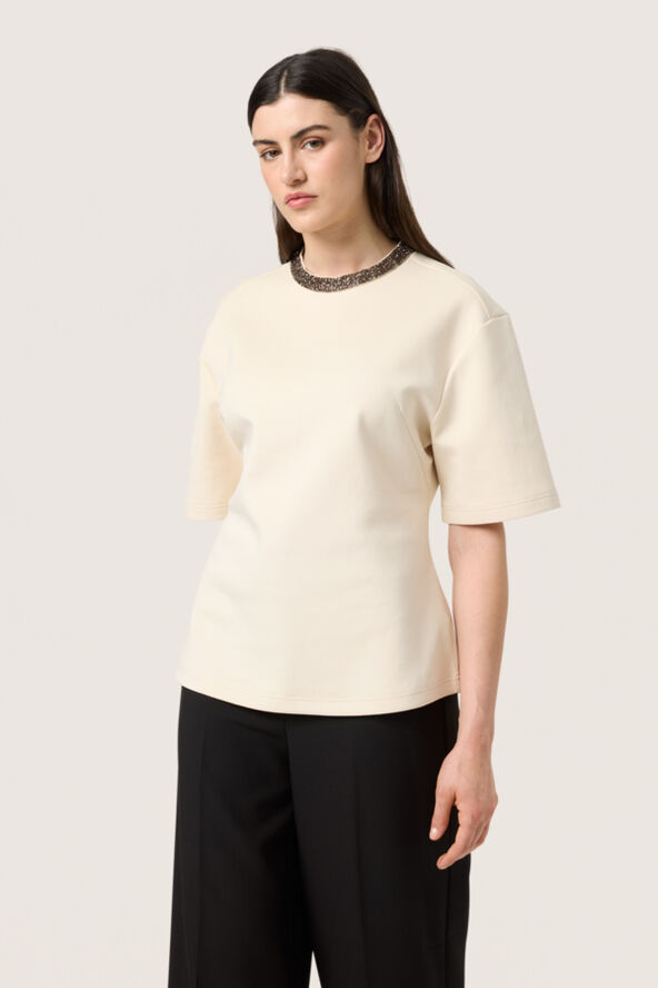 Soaked in Luxury SLMagana Embellished Tee Whitecap gray