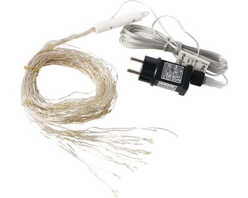Waterval lichtsnoer kerstverlichting Lafiora 2 m + 5 m aansluitsnoer 400 LED's warm wit licht incl. timer en dimmer