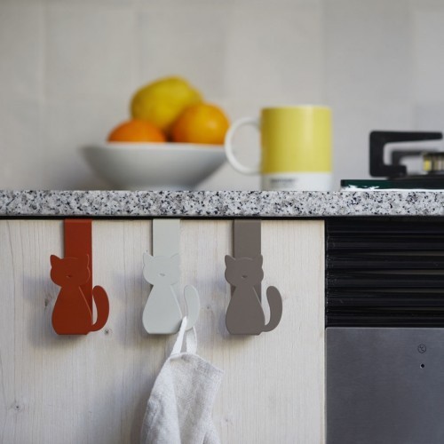 Miau! Conjunto com 3 ganchos de porta - Marrom, Cinza e Branco
