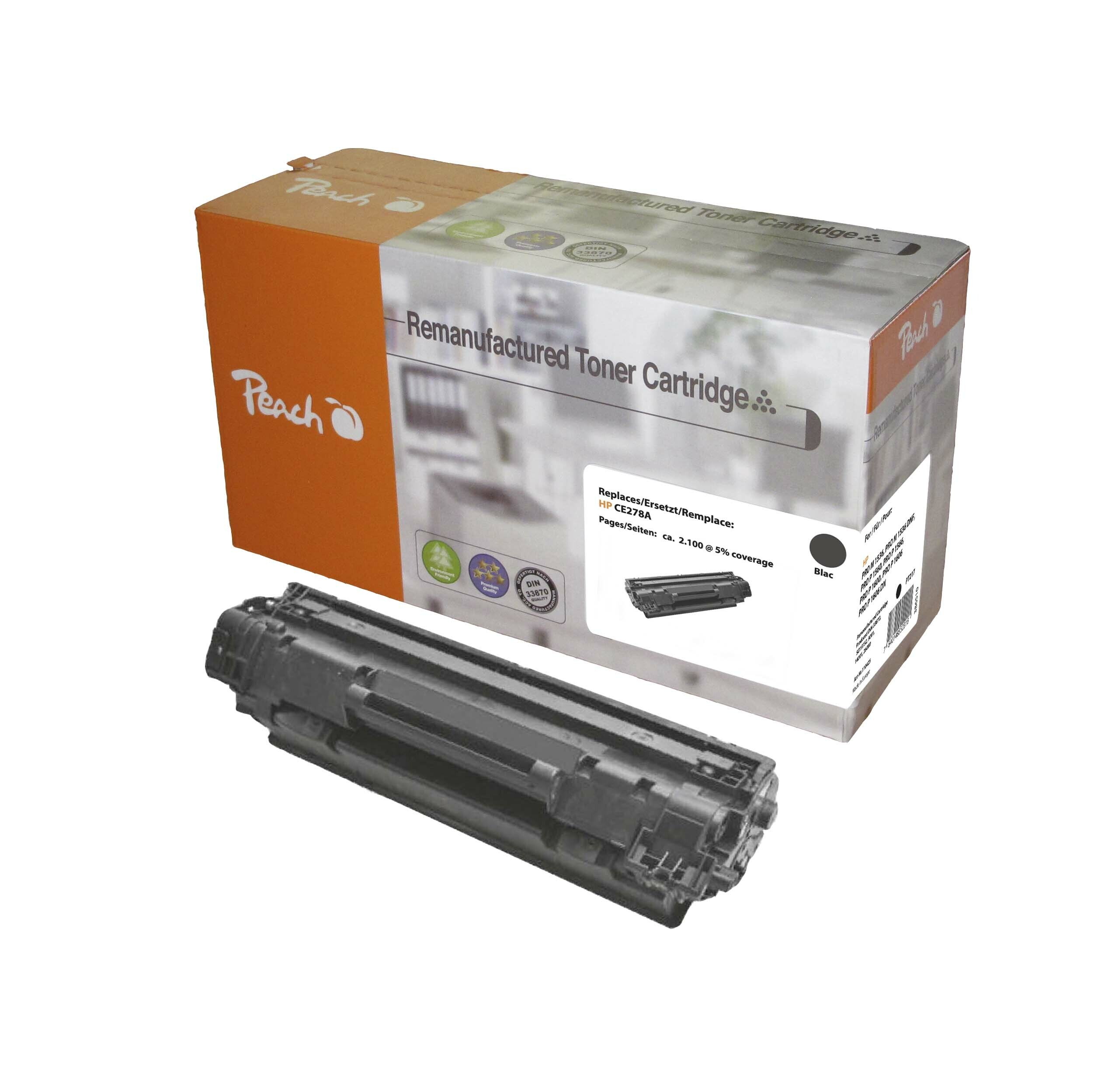 Peach HP 78 ABK Toner bk ersetzt HP No. 78A BK, CE278A für z.B. HP LaserJet P 1606 DN, HP LaserJet P 1566, HP LaserJet P 1567, HP LaserJet P 1568 (wiederaufbereitet)