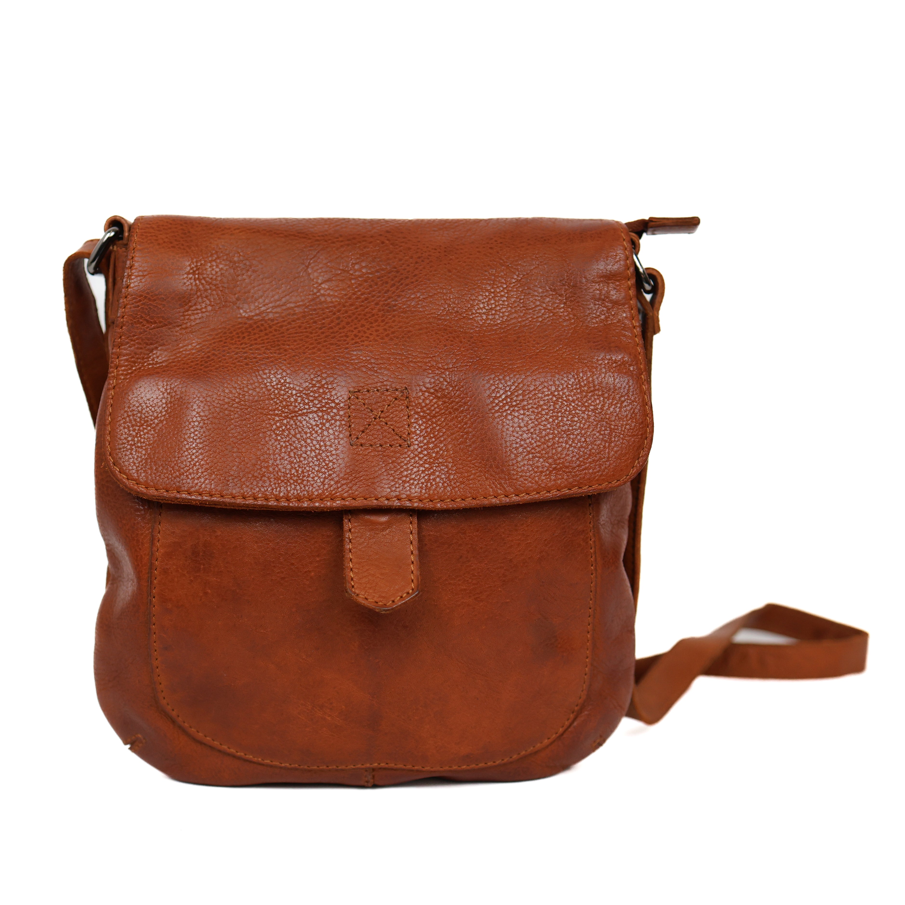 Schoudertas met flap 'Jip' cognac Cognac