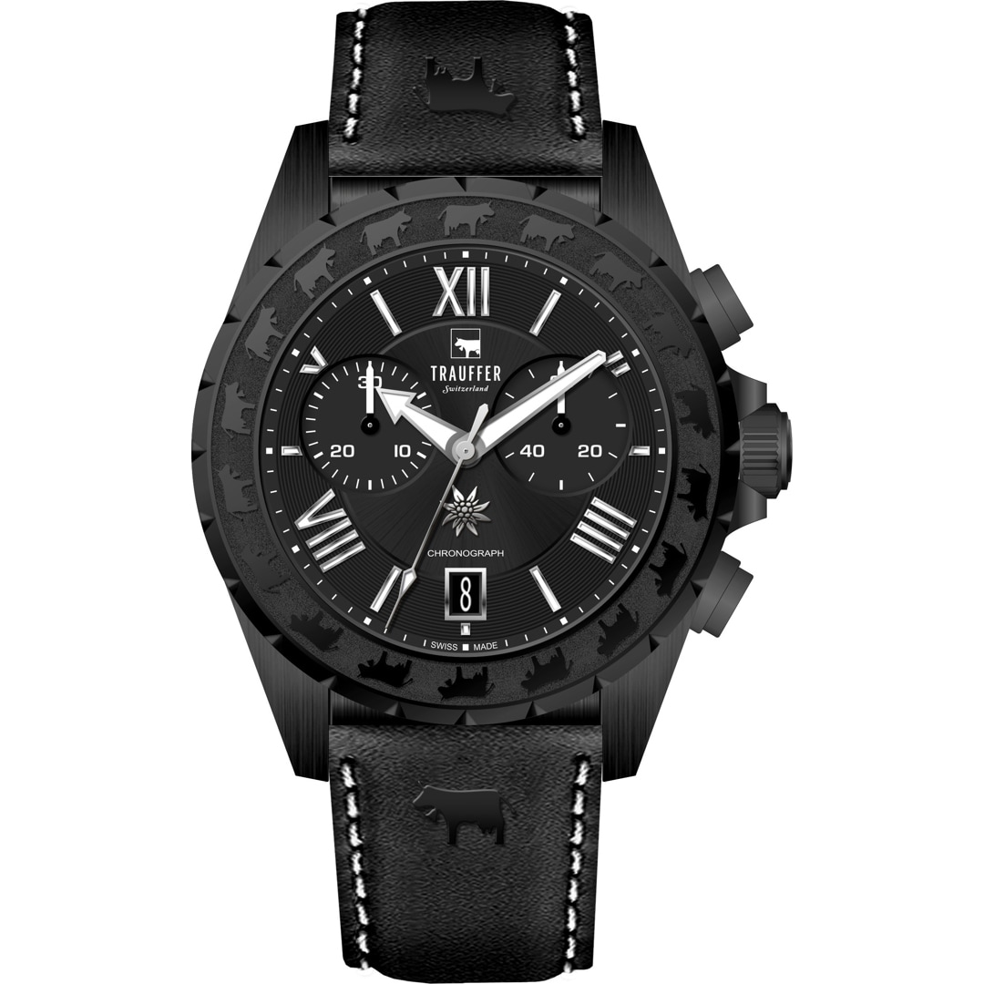 Trauffer Chrono Schwarz / Leder mit Chüehli